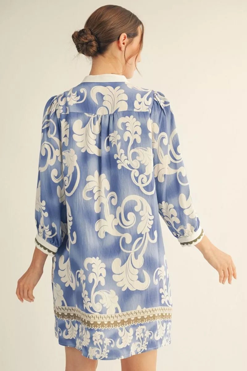 Bryce Boho Print Shift Mini Dress