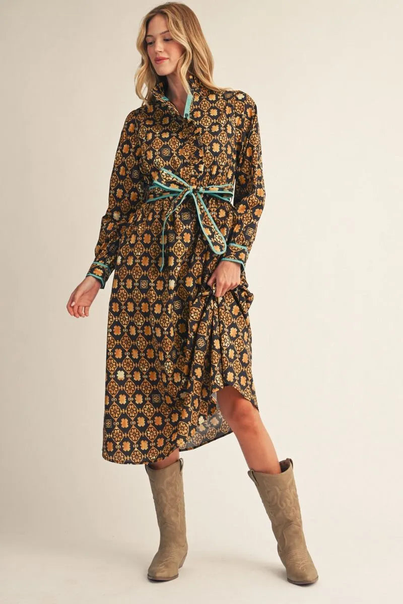 Goldie Geo Floral Midi Dress