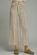 Savy Striped Ankle Length Front Pocket Pants
