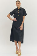 Luna Black Midi Dress