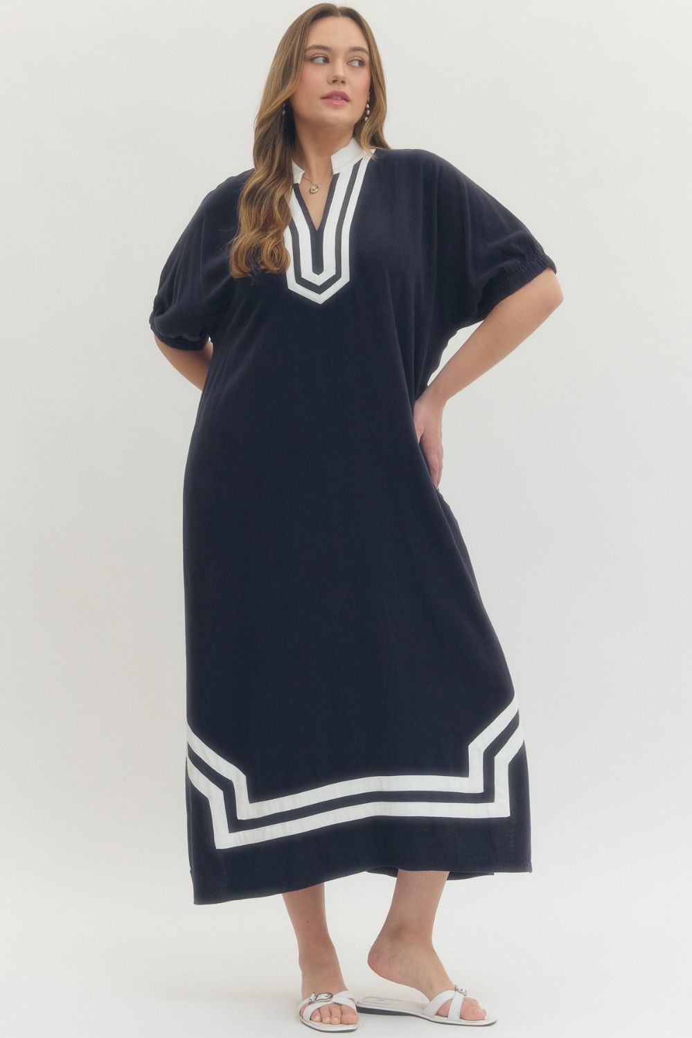Curvy Hannah Border Midi Dress