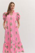 Jenna Embroidered Botanical Detail Midi Dress