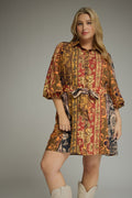 Curvy Sasha Botanical Print Mini Dress