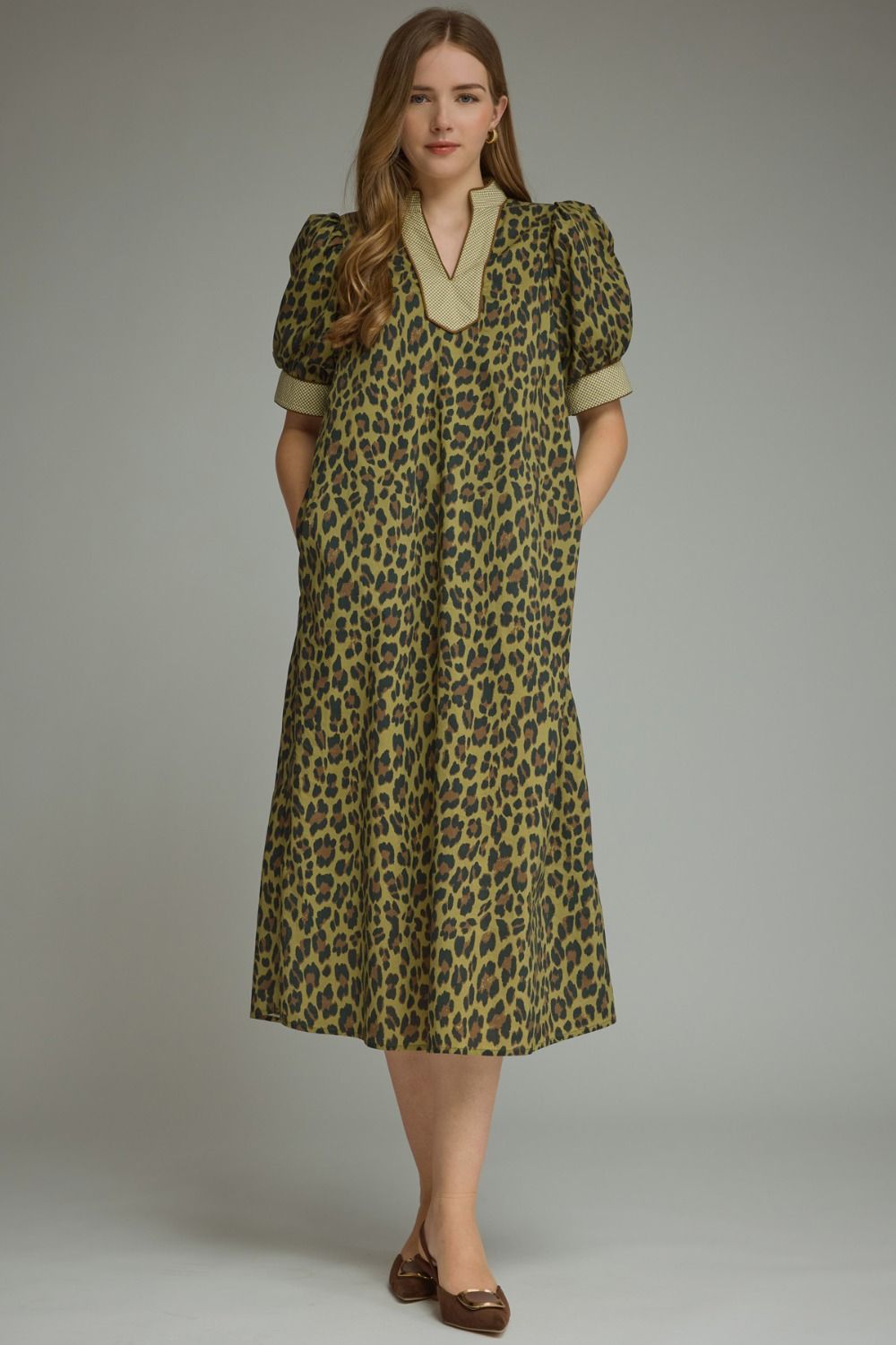 Lauren Leopard Olive Dress