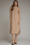 Chloee Gingham High Neck Midi Dress