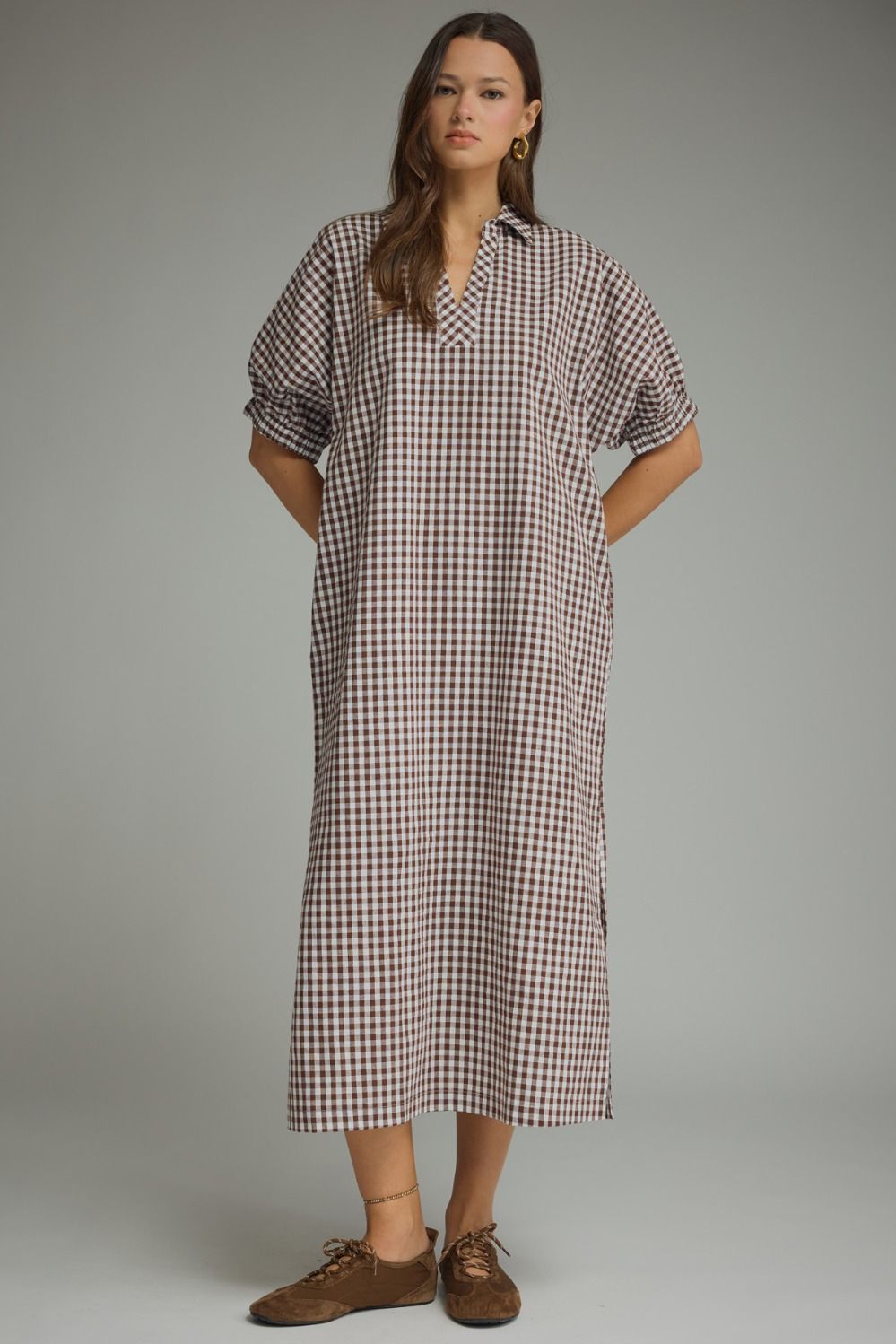 Chelsea Chocolate Gingham Midi Dress