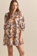 Megan Fall Floral Puff Sleeve Mini Dress