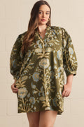 Curvy Megan Fall Floral Puff Sleeve Mini Dress