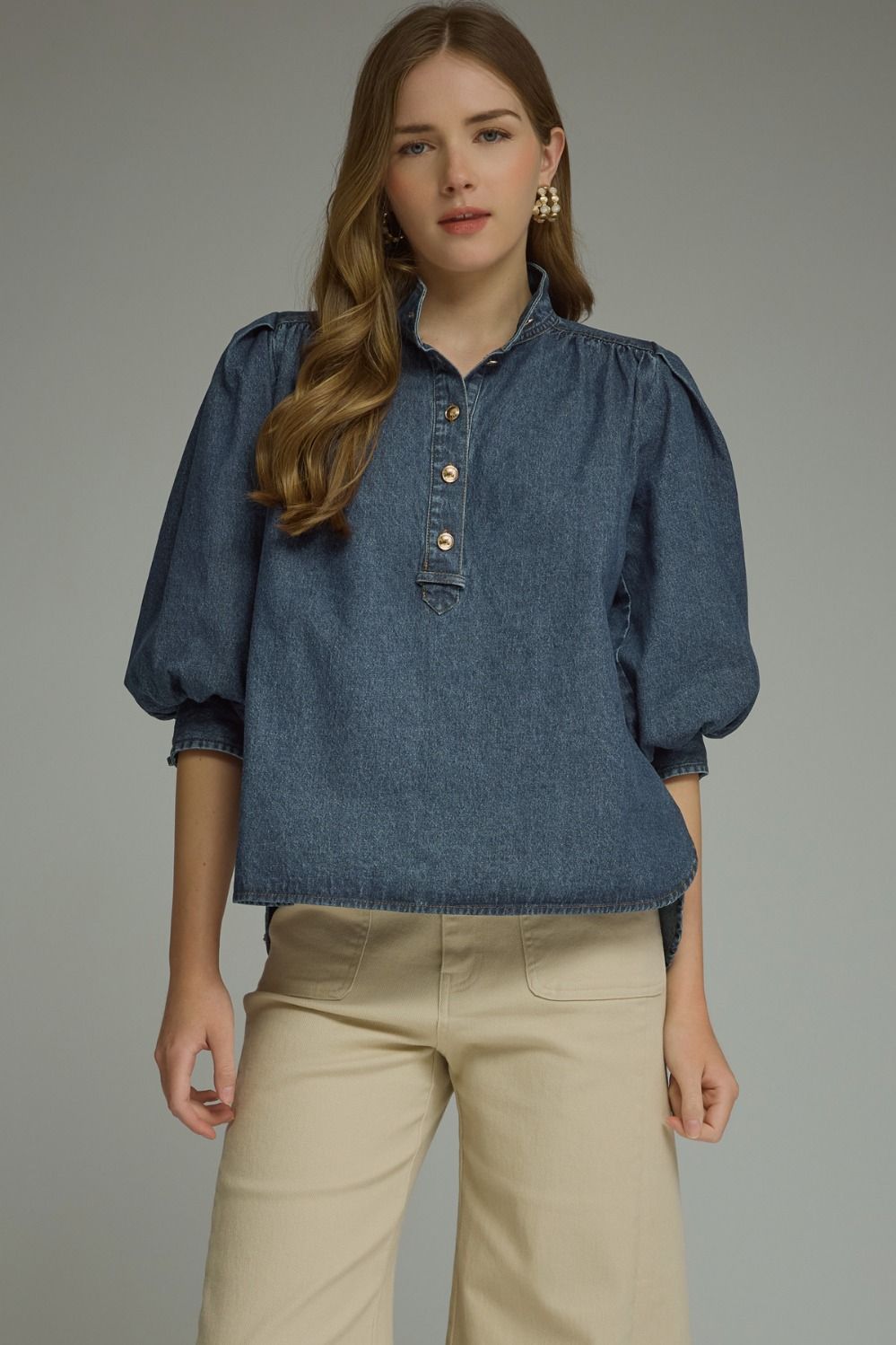 Darla Denim Puff Sleeve Top