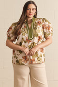 Curvy Faye Floral Puff Sleeve Top