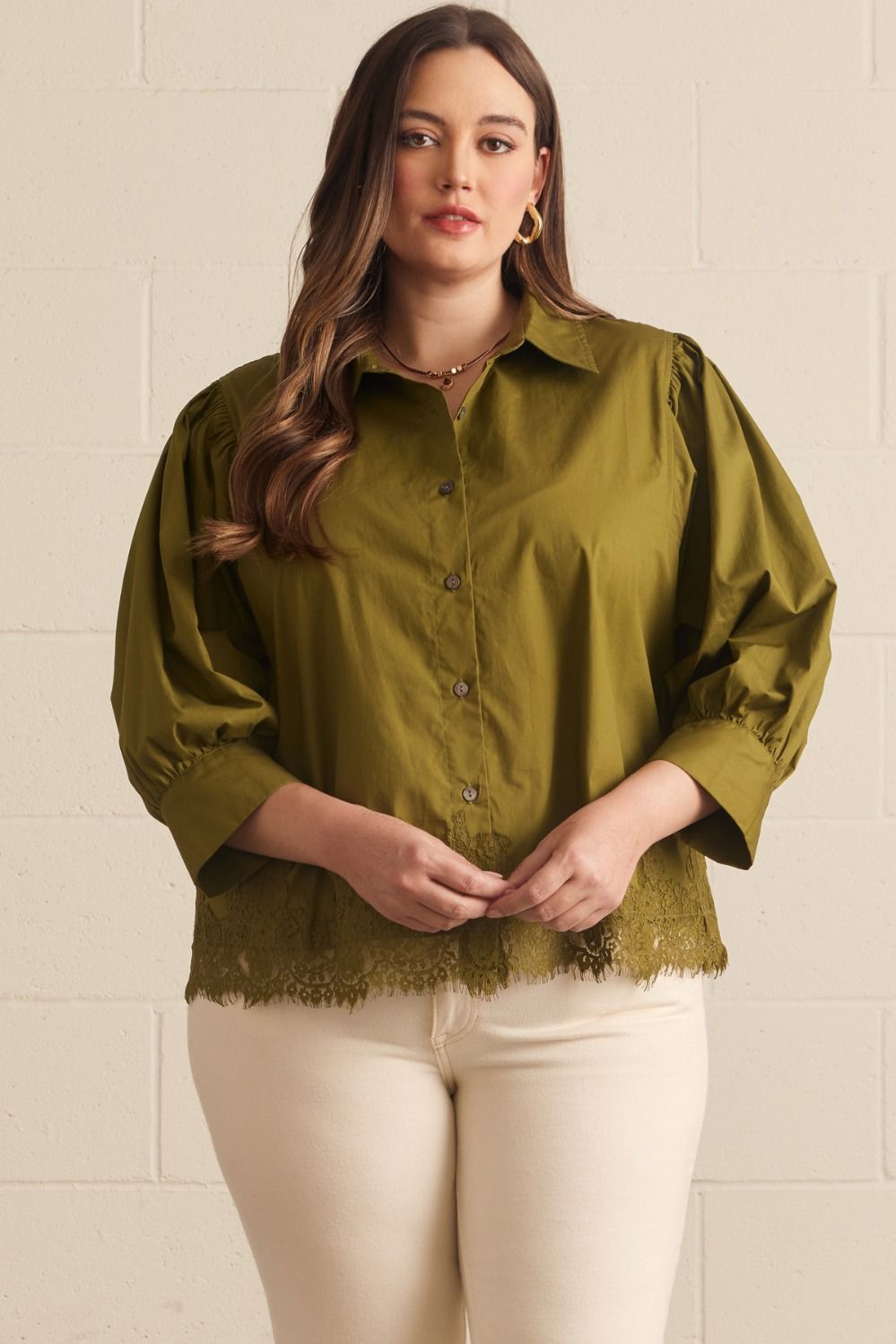 Curvy Layla Lace Trim Top