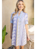 Felicity Floral Embroidery Stripe Trim Detail Shift Dress