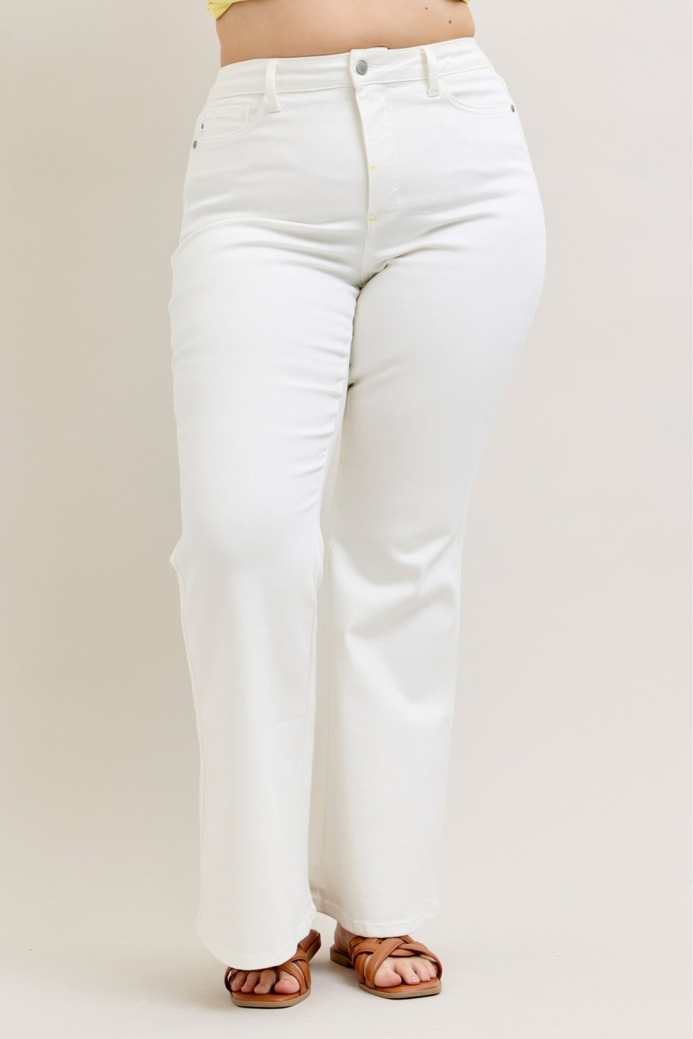 Curvy Judy Blue Tinslee HW White Tummy Control Flare Jeans