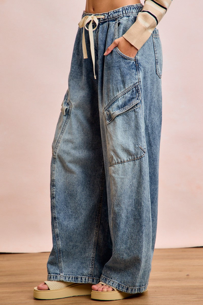 Becca Baggy Barrel Denim Cargo Pants