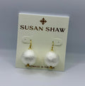 Susan Shaw Gold Top with Single Cotton Pearl Earrings