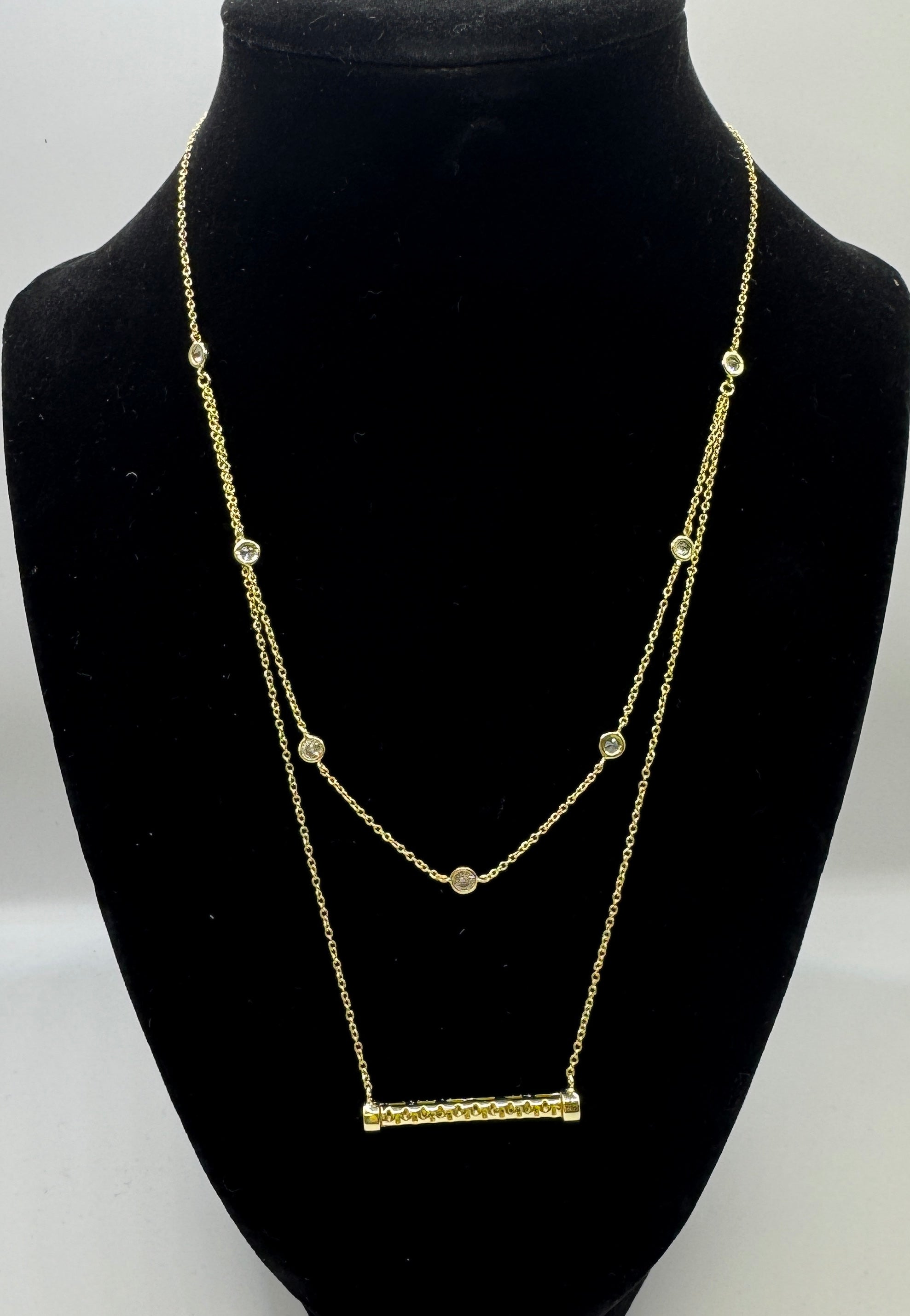 RG Stone and Bar Double Necklace