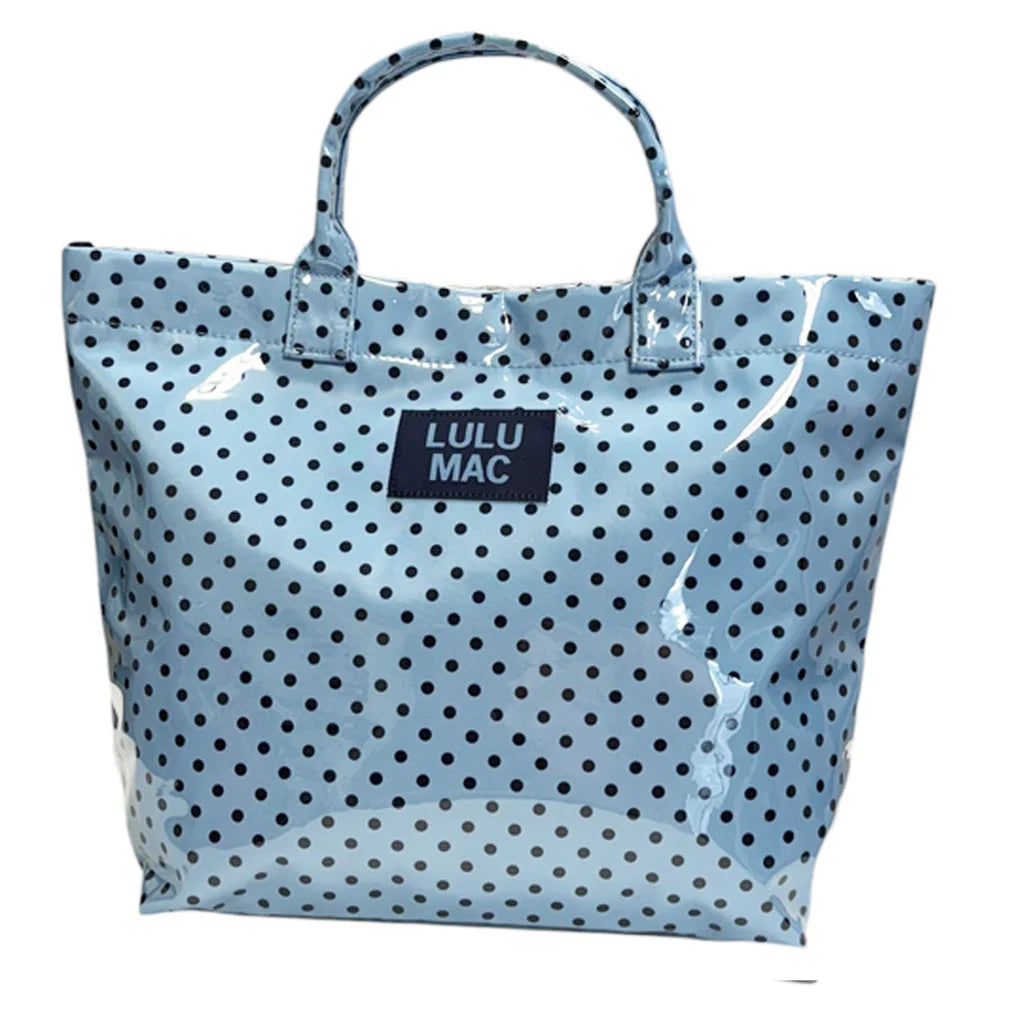 Lulu Mac Light Blue And Navy Spotted Tote Bag