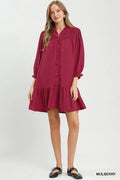Curvy Mabrey Mulberry Smocked Yoke Dress
