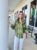 Olivia Linen Mixed Print Top