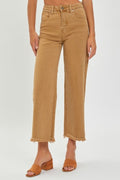 Mocha High Rise Crop Wide Pants