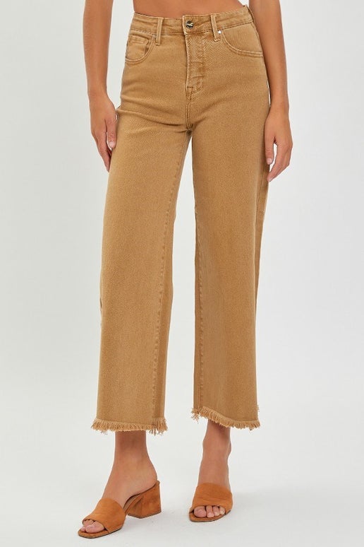 Mocha High Rise Crop Wide Pants