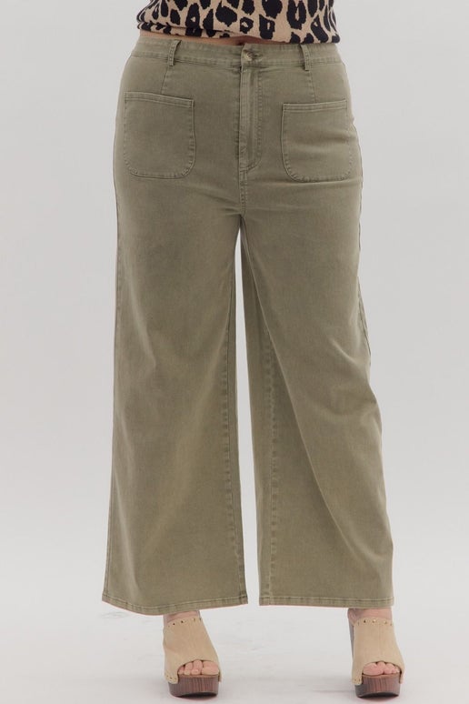 Curvy Elise Front Flat Pocket Pants