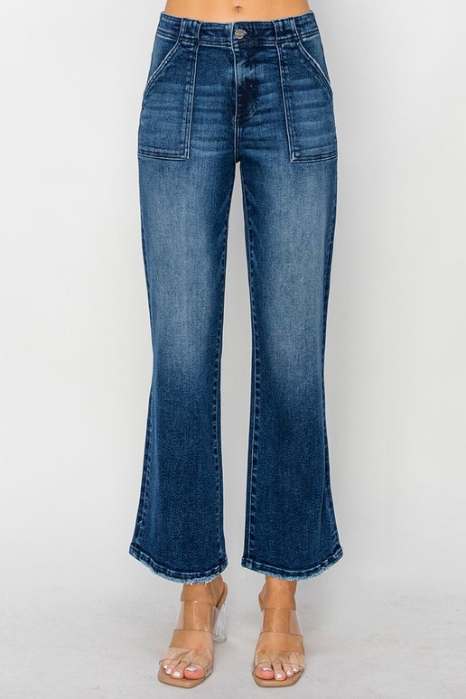 Kristy High Rise Ankle Patch Posket Jeans