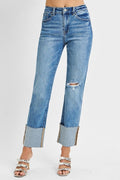 Curvy Nicole High Rise Cuffed Ankle Jeans