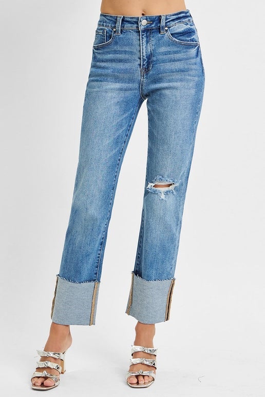 Curvy Nicole High Rise Cuffed Ankle Jeans