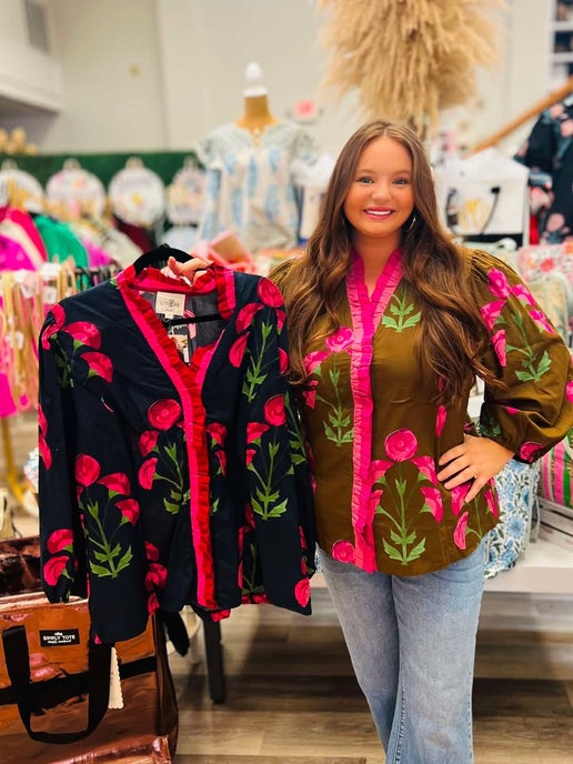 Curvy Rylee Ruffled Detail Fall Floral Top