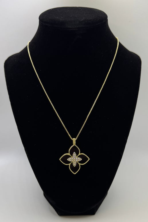RG Adj Black Starflower Necklace