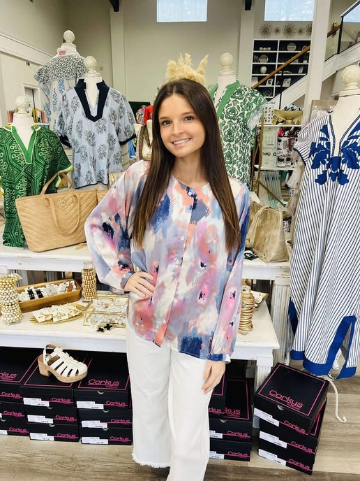 Josaline Watercolor Chiffon Top