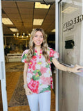 Sophia Watercolor Pink Top