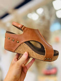 Carley Cognac Smooth Corky Wedges