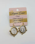 RG Gold Hammered Silver Cross Earrings