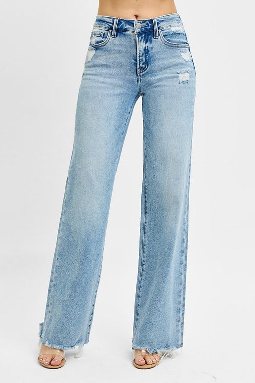 Maxine Mid Rise Wide Jeans