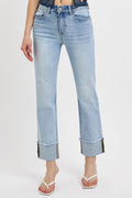 Curvy Straight Cuffed Jeans