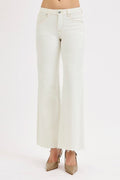 Risen Frayed Bottom Cream Jeans