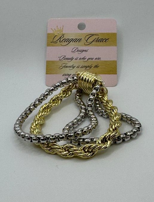 RG Triple Strand Two Toned Magnet Bracelet