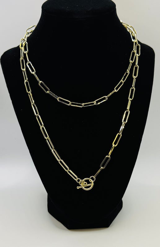 RG Gold Open Rectangle 34 Inch Necklace