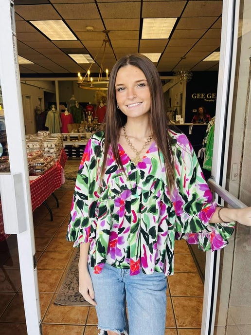Emma Emerald Green Mix Top