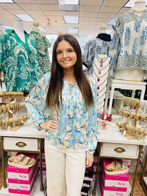 Julia Grace Blue Floral Top