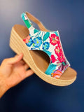 Corkys White Floral Jute Wedges