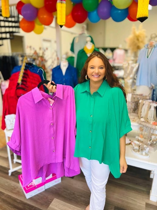 Curvy Diana Button Down Dolman Top