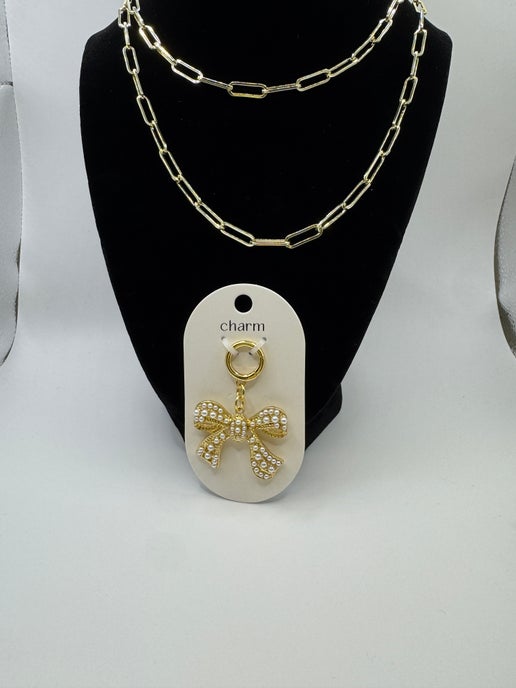 RG Pave Pearl Ribbon Charm