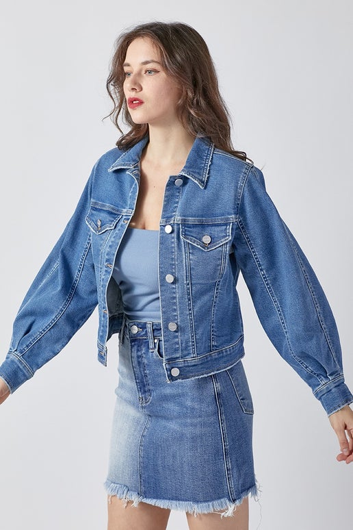 Risen Balloon Sleeve Denim Jacket
