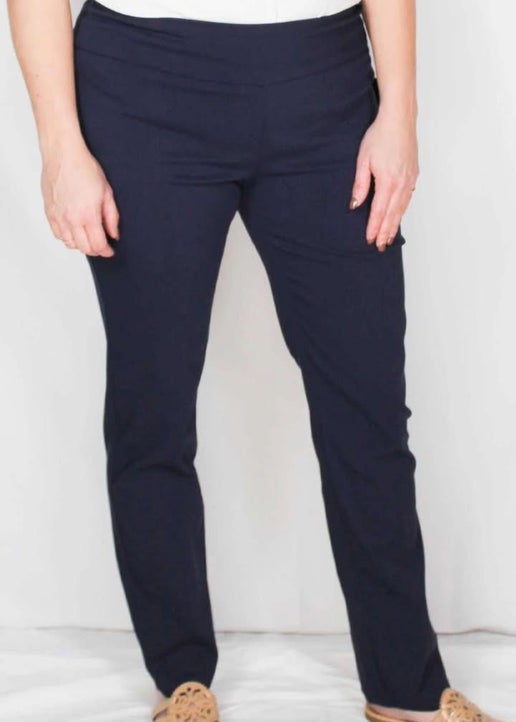 Curvy Navy Pull On Dress Pant