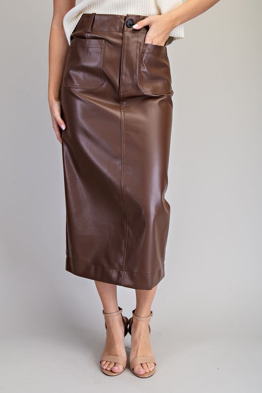 Penelope Pleather Midi Skirt