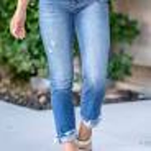Risen Haven High Rise Crop Straight Turn Up Jeans