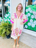 Alexandria Contrast Embroidered Midi Dress